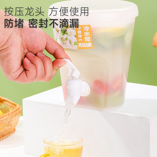 Large capacity cold water bucket with faucet household refrigerator beverage juice fruit teapot ice kettle 1.5 liter