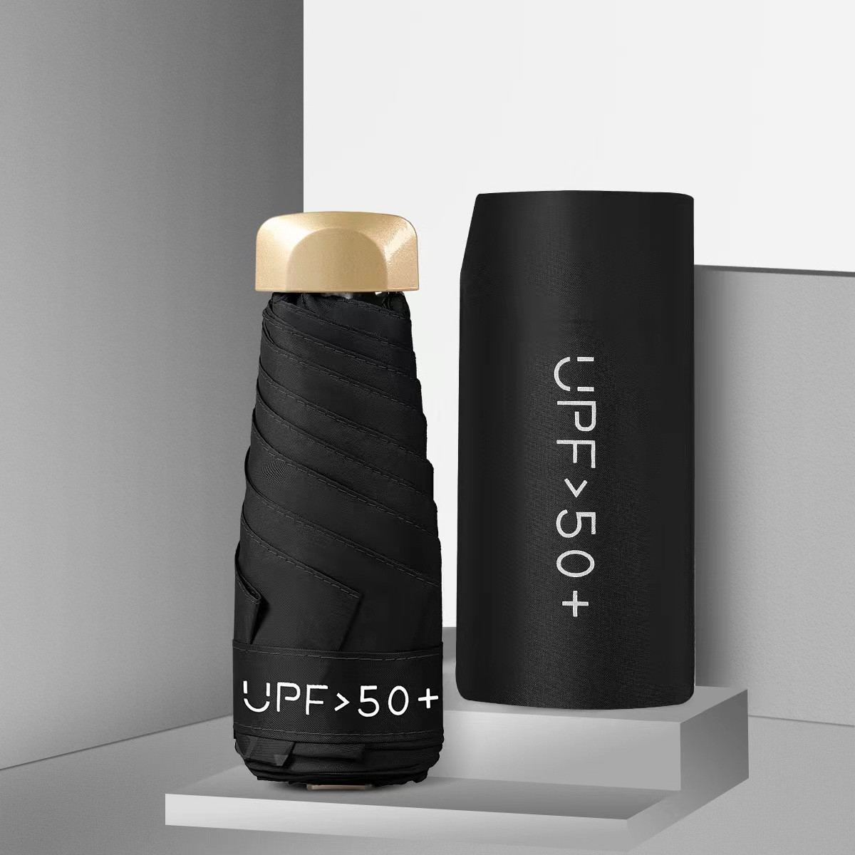 Morandi color capsule umbrella ins umbrella portable sun umbrella sun protection female sunny rain dual-use folding sunshade five-fold umbrella
